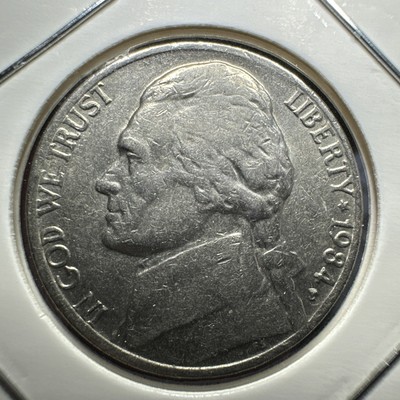 1984-D Jefferson nickel Doubled Die Reverse FS-801 showing doubling on MONTICELLO and FIVE CENTS inscriptions under magnification
